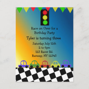 Invitación de cumpleaños con semáforo de tráfico d