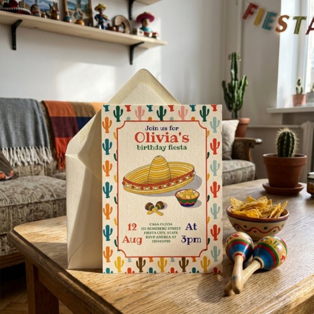 Invitación de cumpleaños con sombrero y cactus Fie (Subido por el creador)
