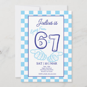 Invitación de cumpleaños con tablero de ajedrez az