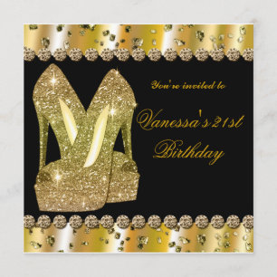 Invitación de cumpleaños con tacones altos de purp