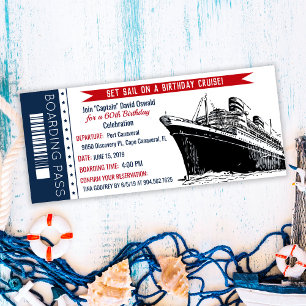 Invitación de cumpleaños con tarjeta de embarque d