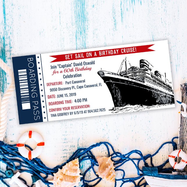Invitación de cumpleaños con tarjeta de embarque d (Subido por el creador)