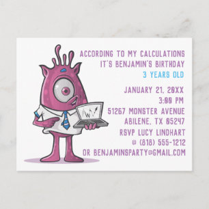 Invitación de cumpleaños con tarjeta postal de mon