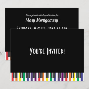 Invitación de cumpleaños con teclas de piano arcoí