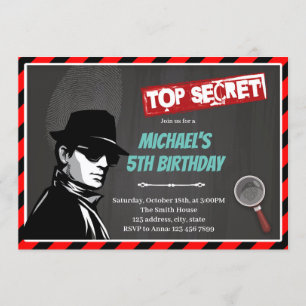 Invitación de cumpleaños con tema de agente secret
