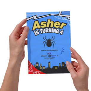 Invitación de cumpleaños con tema de araña - Fiest