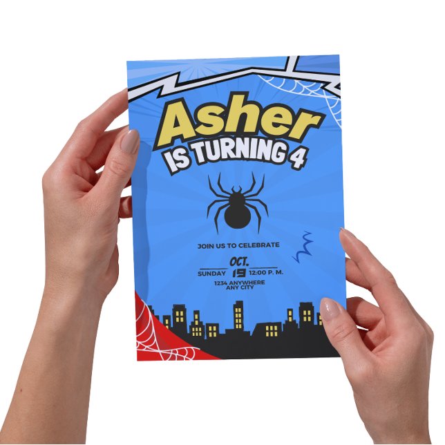 Invitación de cumpleaños con tema de araña - Fiest (Subido por el creador)