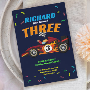 Invitación de Cumpleaños con Tema de Auto de Carre