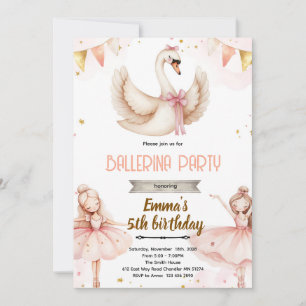 invitación de cumpleaños con tema de ballet de cis