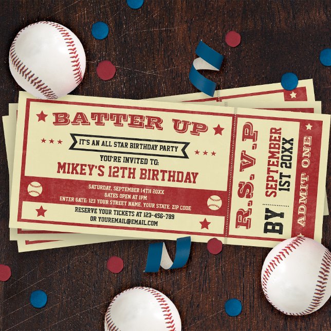 Invitación de cumpleaños con tema de béisbol de en (Subido por el creador)