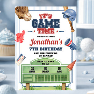 Invitación de cumpleaños con tema de béisbol Hora 