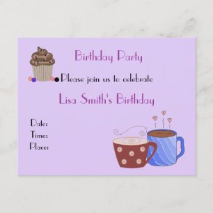 Invitación de cumpleaños con tema de café