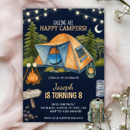 Invitación de cumpleaños con tema de camping