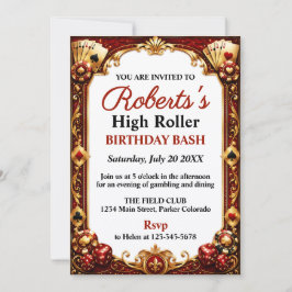 Invitación de cumpleaños con tema de casino Noche 