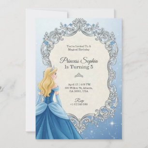 Invitación de cumpleaños con tema de Cenicienta