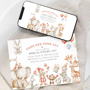 Invitación de Cumpleaños con Tema de Circo para Ni