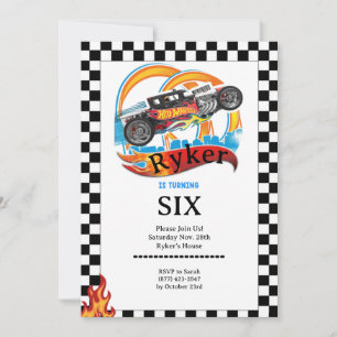 Invitación de cumpleaños con tema de coches de car