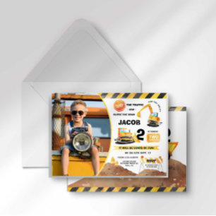 Invitación de Cumpleaños con Tema de Construcción