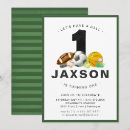 Invitación de cumpleaños con tema de deportes núme