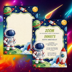 Invitación de cumpleaños con tema de espacio en ac