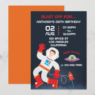 Invitación de cumpleaños con tema de espacio exter