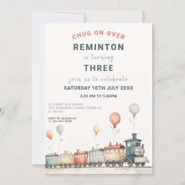 Invitación de cumpleaños con tema de ferrocarril p