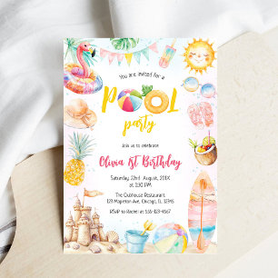 Invitación de cumpleaños con tema de fiesta de ver