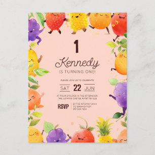 Invitación de cumpleaños con tema de frutas