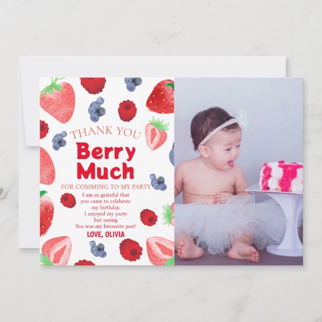Invitación de cumpleaños con tema de frutas para e (Anverso)