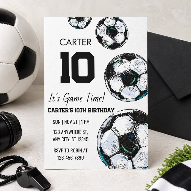 Invitación de cumpleaños con tema de fútbol (Subido por el creador)