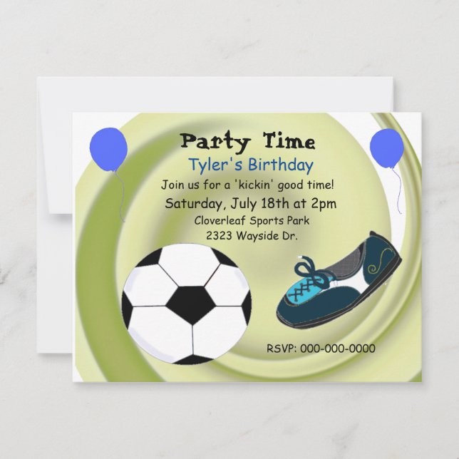 Invitación de cumpleaños con tema de fútbol (Anverso)
