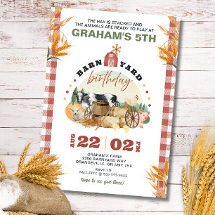 Invitación de cumpleaños con tema de granja