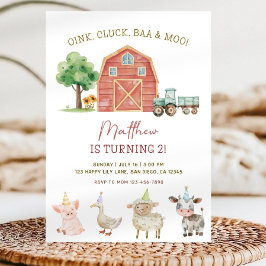 Invitación de Cumpleaños con Tema de Granja, Niño 