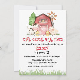 Invitación de cumpleaños con tema de granja tradic