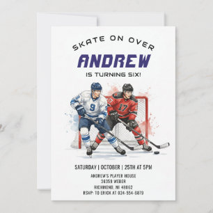 Invitación de cumpleaños con tema de hockey person