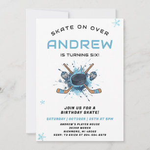 Invitación de cumpleaños con tema de hockey person