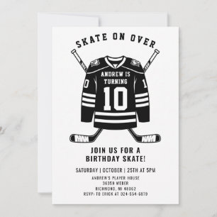 Invitación de cumpleaños con tema de hockey person
