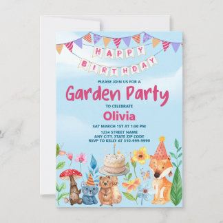 Invitación de cumpleaños con tema de jardín