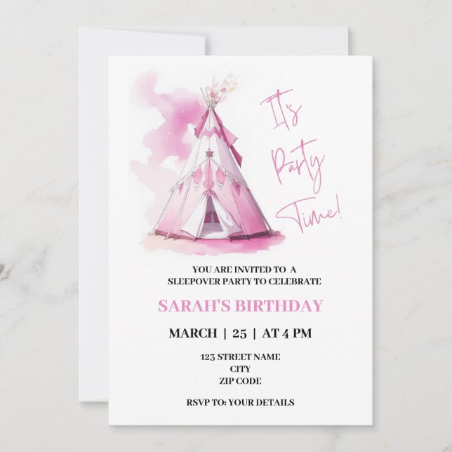 Invitación de cumpleaños con tema de la prueba de  (Anverso)