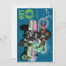 Invitación de cumpleaños con tema de Leo.