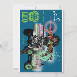 Invitación de cumpleaños con tema de Leo.