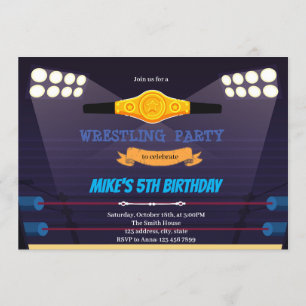 Invitación de cumpleaños con tema de lucha libre