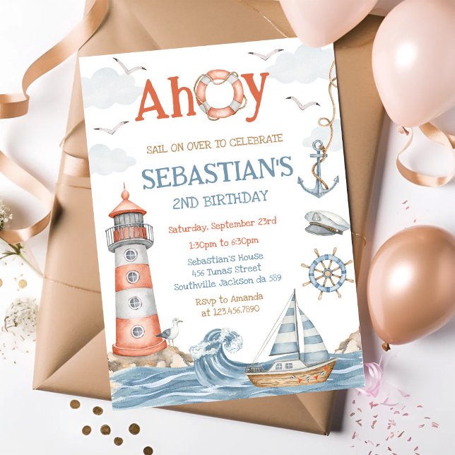 Invitación de cumpleaños con tema de marinero náut (Subido por el creador)