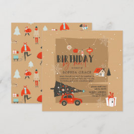 Invitación de cumpleaños con tema de Navidad por c