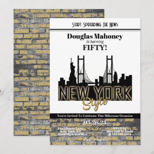 Invitación de cumpleaños con tema de Nueva York