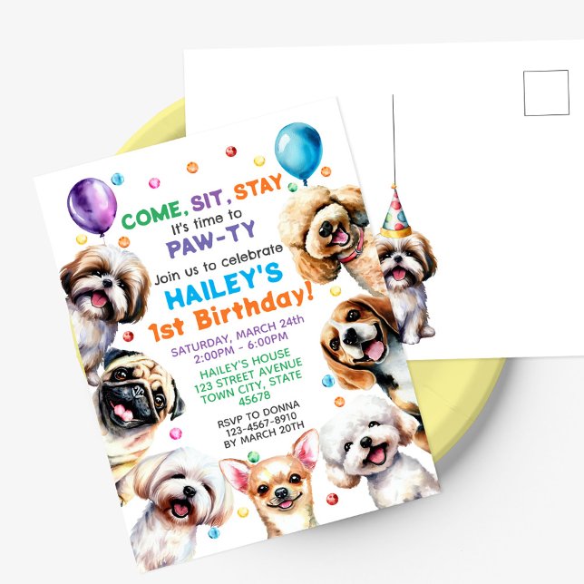 Invitación de cumpleaños con tema de perro (Subido por el creador)