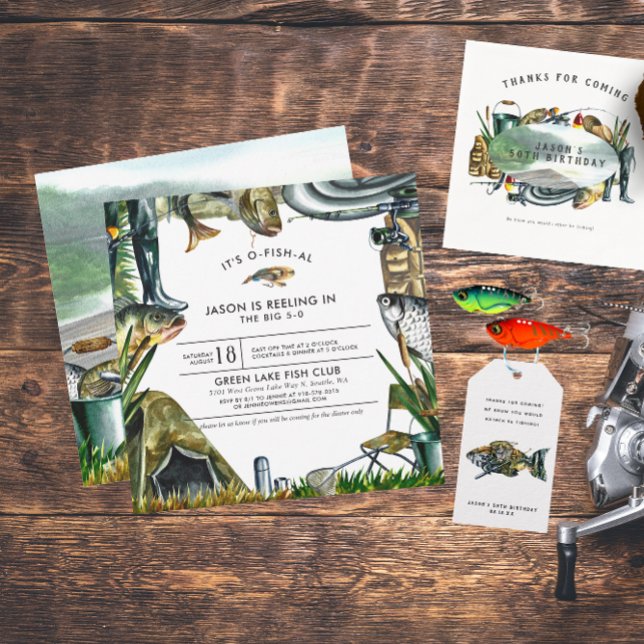 Invitación de cumpleaños con tema de pesca (Subido por el creador)