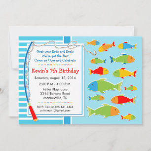 Invitación de cumpleaños con tema de pesca