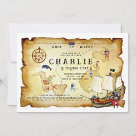 Invitación de cumpleaños con tema de pirata