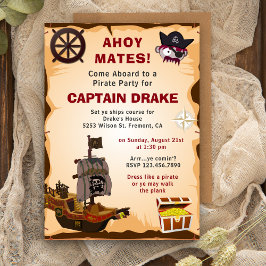 Invitación de cumpleaños con tema de pirata rústic